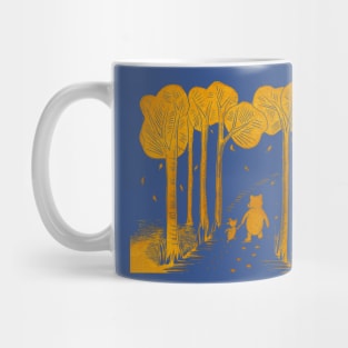 Winnie the Pooh and Piglet Linocut Mug